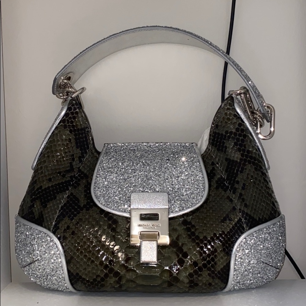 Bancroft Medium Python and Glitter Shoulder Bag